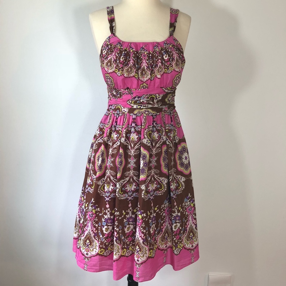 Eliza J Sundress Floral Print Cotton Silk Blend